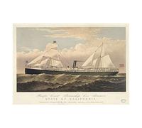 Wee Blue Coo Painting Travel Ad Pacific Coast Steamship Boat California Wall Art Print
