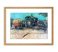 Wee Blue Coo Painting Van Gogh Gypsy Camp Horse Carriage Framed Wall Art Print