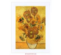 Wee Blue Coo Painting Van Gogh Still Life Vase Fifteen Sunflowers Framed Wall Art Print