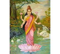 Wee Blue Coo Painting Varma Goddess Lakshmi Art Print Poster Wall Decor 12X16 Inch