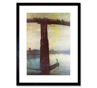 Wee Blue Coo Painting Whistler Old Battersea Bridge Framed Wall Art Print