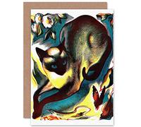 Wee Blue Coo Paintings Animal Cat Butterfly Siamese Fine Sealed Greeting Card Plus Envelope Blank inside