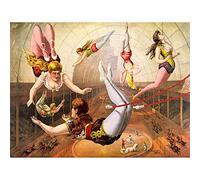 Wee Blue Coo Paintings Cultural Circus Acrobat Trapeze Act USA Art Print Poster Wall Decor 12X16 Inch
