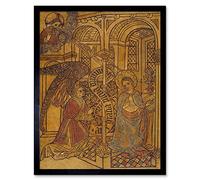 Wee Blue Coo Paintings Drawing Annunciation Virgin Mary Angel Medieval Art Print Framed Poster Wall Decor 12X16 Inch