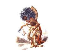 Wee Blue Coo Paintings Drawing Native American Dian Hidatsa Dog Dance Ceremony Art Print Poster Wall Decor 12X16 Inch