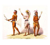 Wee Blue Coo Paintings Drawing Sport Native American Dian Lacrosse Ball Game Art Print Poster Wall Decor 12X16 Inch