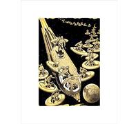 Wee Blue Coo Paintings Fantasy Sci Fi Space Alien Attack Ship Saucer Framed Print B12X9824