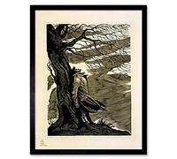 Wee Blue Coo Paintings Heathcliff Wuthering Heights Bronte Black White Art Print Framed Poster Wall Decor 12X16 Inch