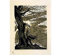 Wee Blue Coo Paintings Heathcliff Wuthering Heights Bronte Black White Art Print Poster Wall Decor 12X16 Inch