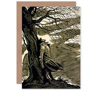 Wee Blue Coo PAINTINGS HEATHCLIFF WUTHERING HEIGHTS BRONTE BLACK WHITE GREETINGS CARD