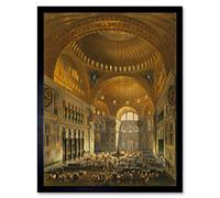 Wee Blue Coo Paintings Landscape Aya Sofya Mosque Islam Haghe Istanbul Art Print Framed Poster Wall Decor 12X16 Inch