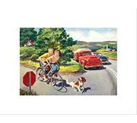Wee Blue Coo Paintings Landscape Children Bike Car Crash Dog Framed Art Print Mount B12X9837