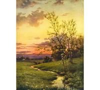 Wee Blue Coo Paintings Landscape Sunset Countryside Tree Art Canvas Print
