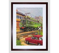 Wee Blue Coo Paintings Landscape Transport Car Electric Train Framed Wall Art Print