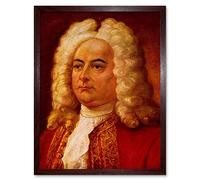 Wee Blue Coo Paintings Portrait Handel Classical Music Composer Art Print Framed Poster Wall Decor 12X16 Inch