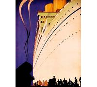 Wee Blue Coo Paintings Transport Travel Ocean Liner Ship Boat People Dock Train Engine Smoke 30X40 Cms Fine Art Print Art Poster Bb8887