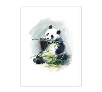 Wee Blue Coo Panda Eating Watercolour Art Print Canvas Premium Wall Decor Poster