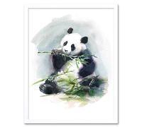 Wee Blue Coo Panda Eating Watercolour Art Print Framed Poster Wall Decor 12X16 Inch