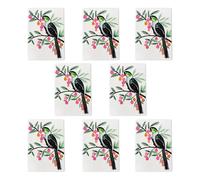 Wee Blue Coo Parrot Bird Pink Green Fruit Tree Branch Bright Art Cards Pack of 8 | Size: 8 pack Wee Blue Coo Green 8 pack
