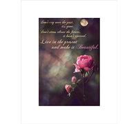 Wee Blue Coo Past Present Future Rose Flower Beautiful Quote Typography Art Wall Art Print