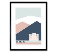 Wee Blue Coo Pastel Geometric Shapes Eilean Donan Castle Lochalsh Scotland Framed Art Print