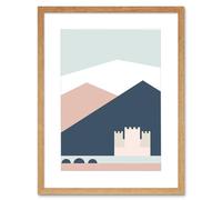 Wee Blue Coo Pastel Geometric Shapes Eilean Donan Castle Lochalsh Scotland Framed Art Print