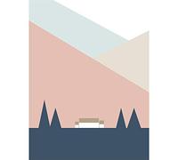 Wee Blue Coo Pastel Geometric Shapes Scotland Scottish Highland Croft Art Print Poster Wall Decor 12X16 Inch