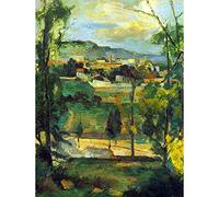 Wee Blue Coo Paul Cézanne Village Behind Trees Ile De France Old Painting Art Print Poster Wall Decor 12X16 Inch