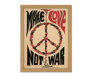 Wee Blue Coo Peace Make Love Not War Artwork Framed Wall Art Print 18X24 Inch