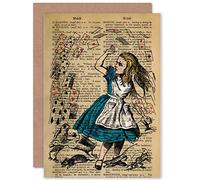 Wee Blue Coo Personalised Alice In Wonderland Deck Cards Upcycle Dictionary Page Greeting Card For Her Gran Sister Niece Daughter Wife Woman Birthday