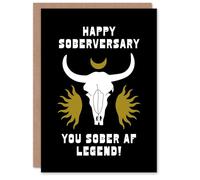 Wee Blue Coo Personalised Anniversary Card Happy Soberversary Sober AF Legend Cow Skull