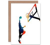 Wee Blue Coo Personalised Basketball Slam Dunk Shooting Hoops Shot Sports Fan Greeting Card For Him Man Male Dad Brother Son Papa Grandad Birthday