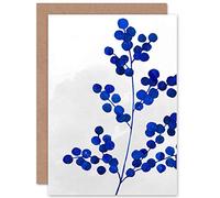 Wee Blue Coo Personalised Blueberry Branch Botanical Watercolour Greeting Card For Her Gran Sister Niece Daughter Wife Woman Get Well