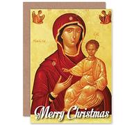 Wee Blue Coo Personalised Christian Orthodox Jesus Mary Iconography Christmas Greeting Card For Anyone All Man Woman