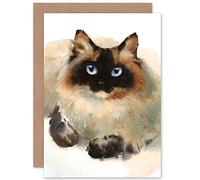 Wee Blue Coo Personalised Greeting Card Cat Ragdoll Face Watercolour Custom