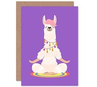 Wee Blue Coo Personalised Llama Meditation Cute Animal Meditating Cartoon Fun Greeting Card For Her Gran Sister Niece Daughter Wife Woman Birthday