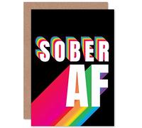 Wee Blue Coo Personalised Sober Af Rainbow Sobriety Bold Typography Greeting Card For Anyone All Man Woman Congratulations