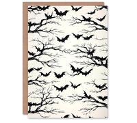 Wee Blue Coo Personalised Spooky Vampire Bats Black White Trick or Treat For All Halloween Card