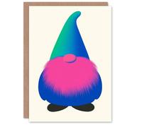 Wee Blue Coo Personalised Vibrant Santa Gonk Gnome Pink Blue Green Fun Xmas Art For All Christmas Card
