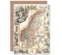 Wee Blue Coo Personalised Vintage Map Antique 1847 Munch Norway Sweden Greeting Card Arty Art All Occasion Birthday