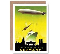 Wee Blue Coo Personalised Vintage Travel Germany Transport Boat Plane Zeppelin Berlin Cityscape Greeting Card For Him Man Dad Brother Son Papa Grandad Birthday