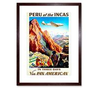 Wee Blue Coo Peru South America Plane Mountain Inca Ruin Macchu Picchu Framed Wall Art Print