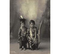 Wee Blue Coo Photo 1898 Dian Congress Two Little Braves Native Art Print Poster Wall Decor 12X16 Inch