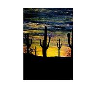 Wee Blue Coo Photo Arizona Sunset Cacti Cactus Silhouette Painting Wall Art Print