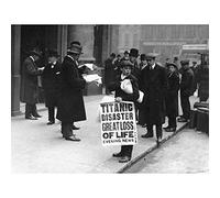 Wee Blue Coo Photo Black White Historical Titanic Disaster Sinks S Boy Sign Art Print Poster Wall Decor 12X16 Inch