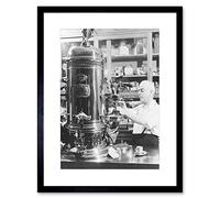 Wee Blue Coo Photo Black White Italian American Cafe Espresso Shop Framed Wall Art Print