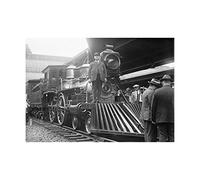 Wee Blue Coo Photo Black White Train Conductor Steam Engine Picture Wall Art Print
