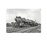 Wee Blue Coo Photo Black White Train Rail Steam Engine Locomotive Framed Art Print B12X9995