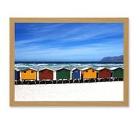 Wee Blue Coo Photo Bright Painted Beach Huts Ocean England UK Artwork Framed Wall Art Print A4