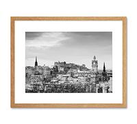 Wee Blue Coo Photo Cityscape Edinburgh Castle Rooftops Black White Framed Wall Art Print